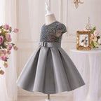 Vestido Infantil Prata Brilhante
