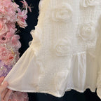 Vestido Infantil Bege Flores