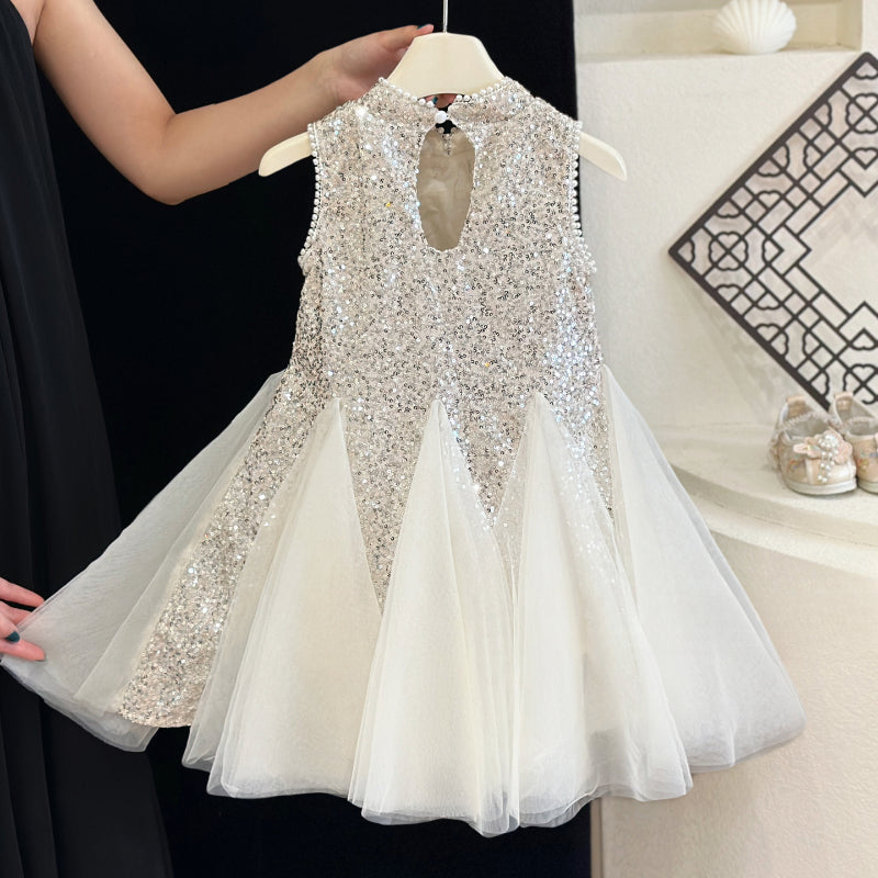 Vestido Infantil de Festa Brilhantes Tule