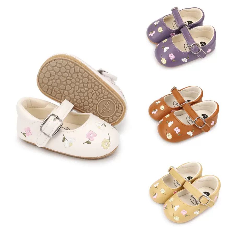 Sapato Infantil Feminino Bordado Florzinhas