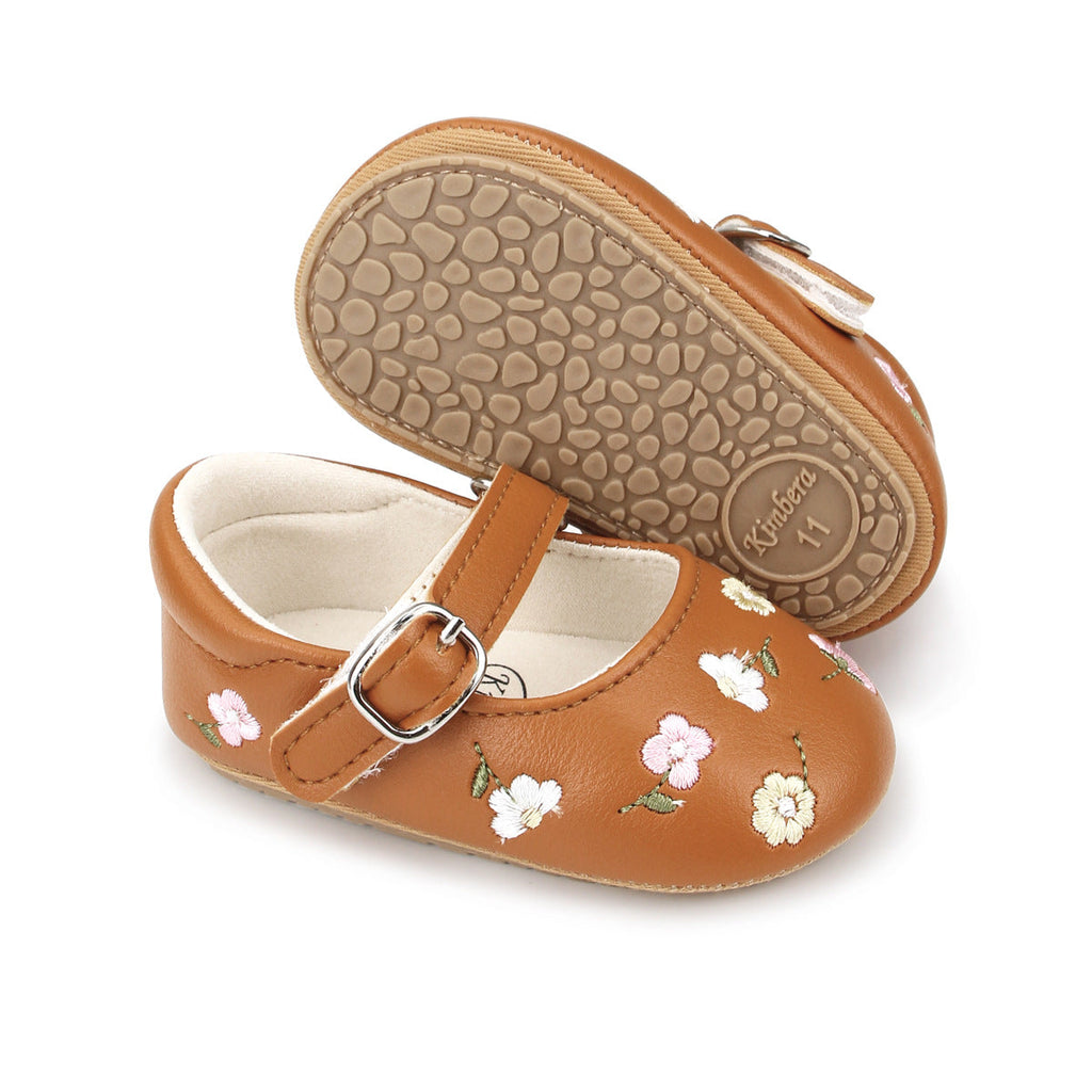 Sapato Infantil Feminino Bordado Florzinhas