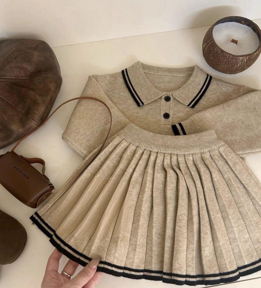 Conjunto Infantil de Tricô Polo Plíssadinha