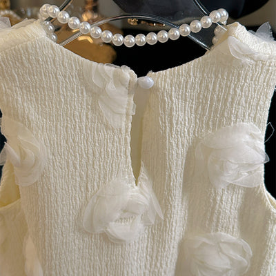 Vestido Infantil Bege Flores