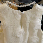 Vestido Infantil Bege Flores