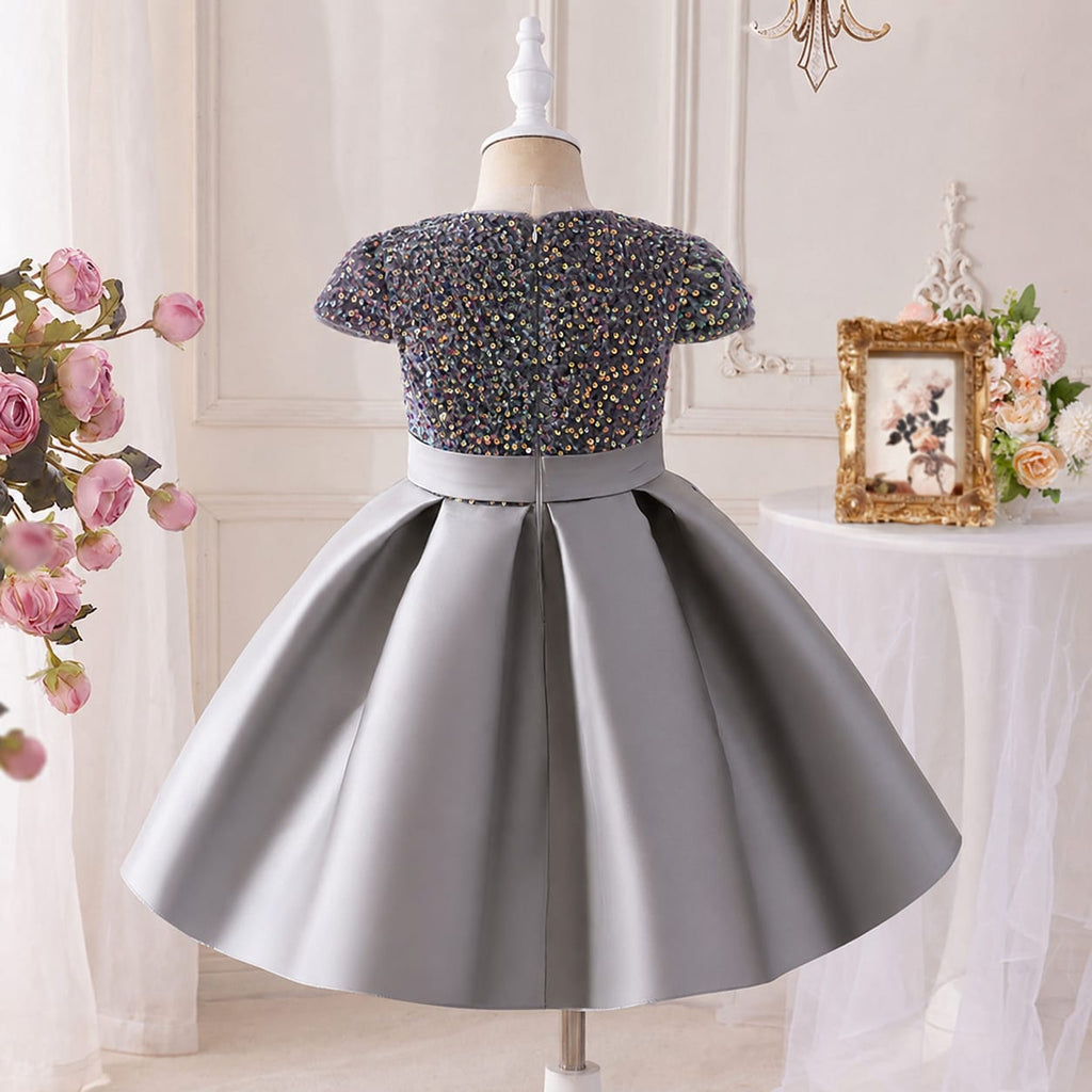 Vestido Infantil Prata Brilhante