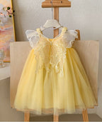Vestido Infantil De Tule Asa e Lacinhos